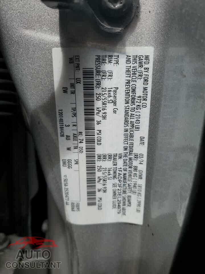 FORD FOCUS 2014 - 1FADP3F23EL294979