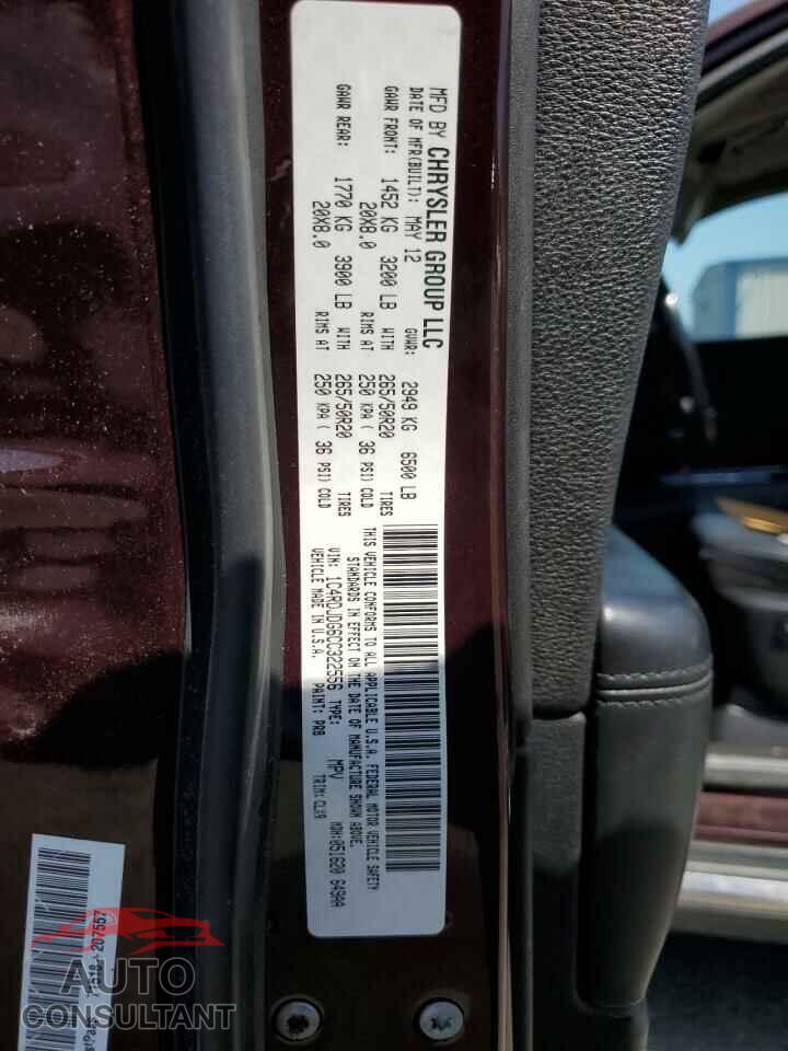 DODGE DURANGO 2012 - 1C4RDJDG6CC322556
