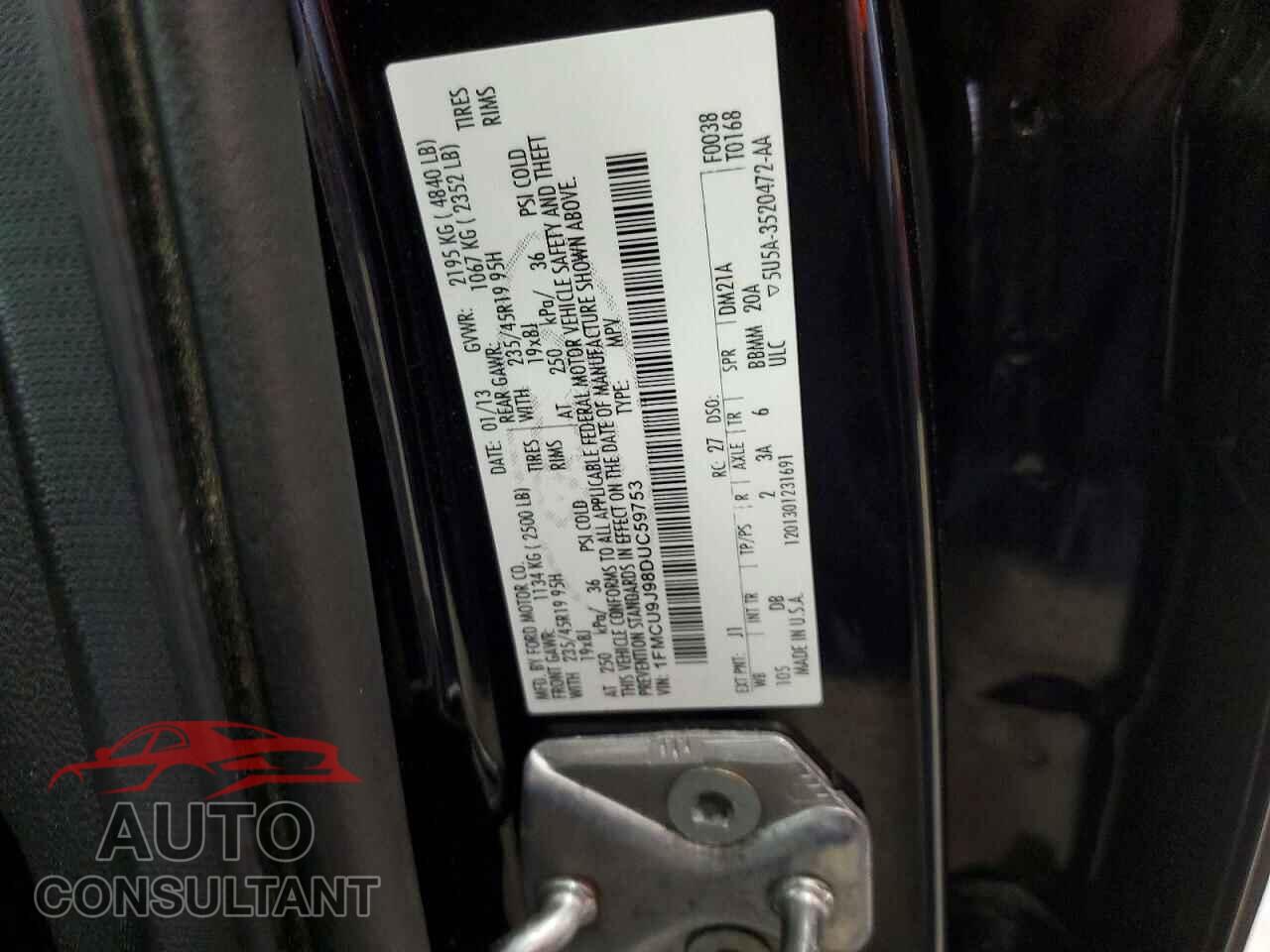 FORD ESCAPE 2013 - 1FMCU9J98DUC59753