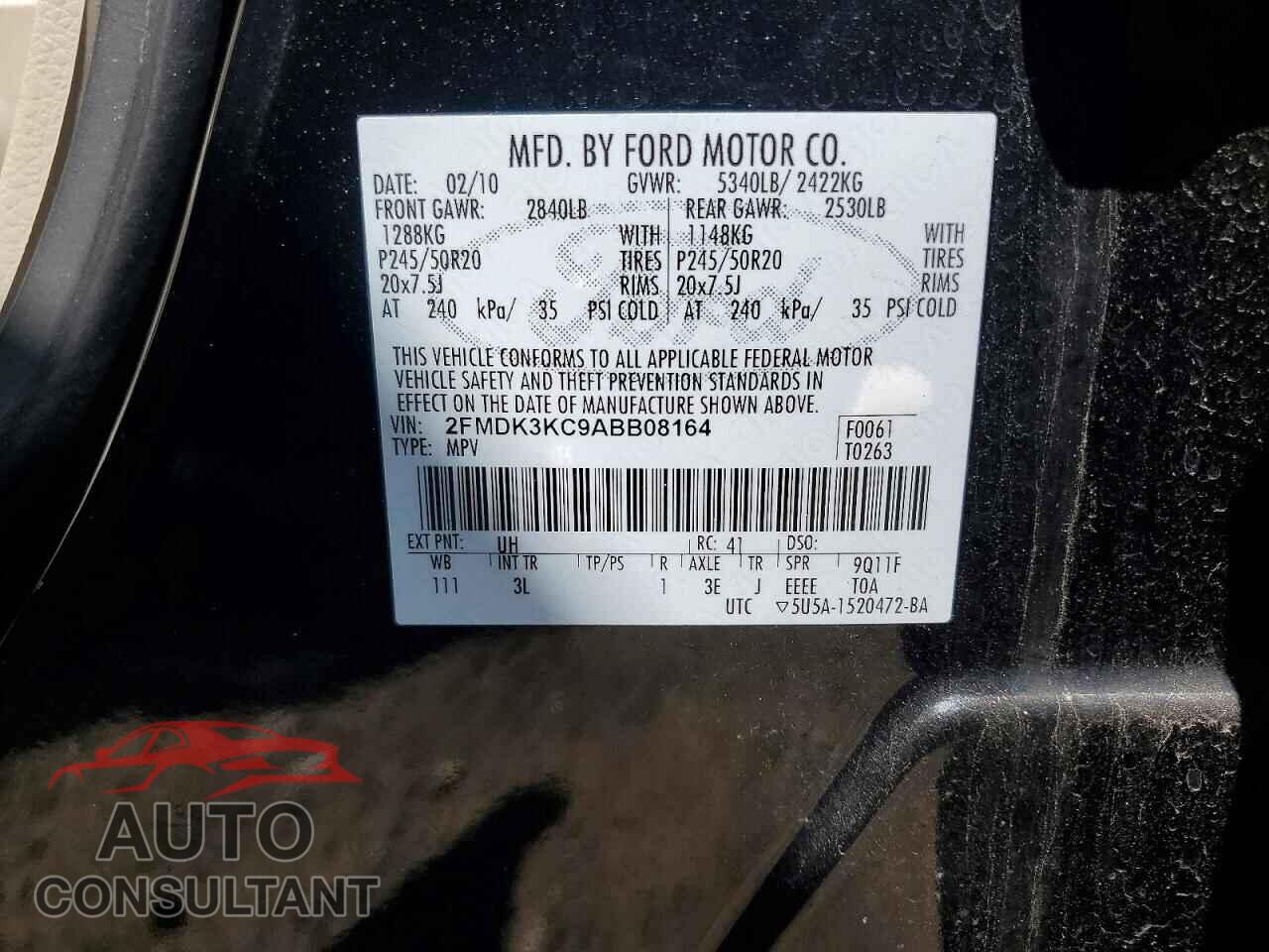 FORD EDGE 2010 - 2FMDK3KC9ABB08164