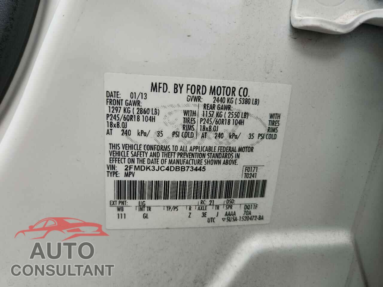 FORD EDGE 2013 - 2FMDK3JC4DBB73445