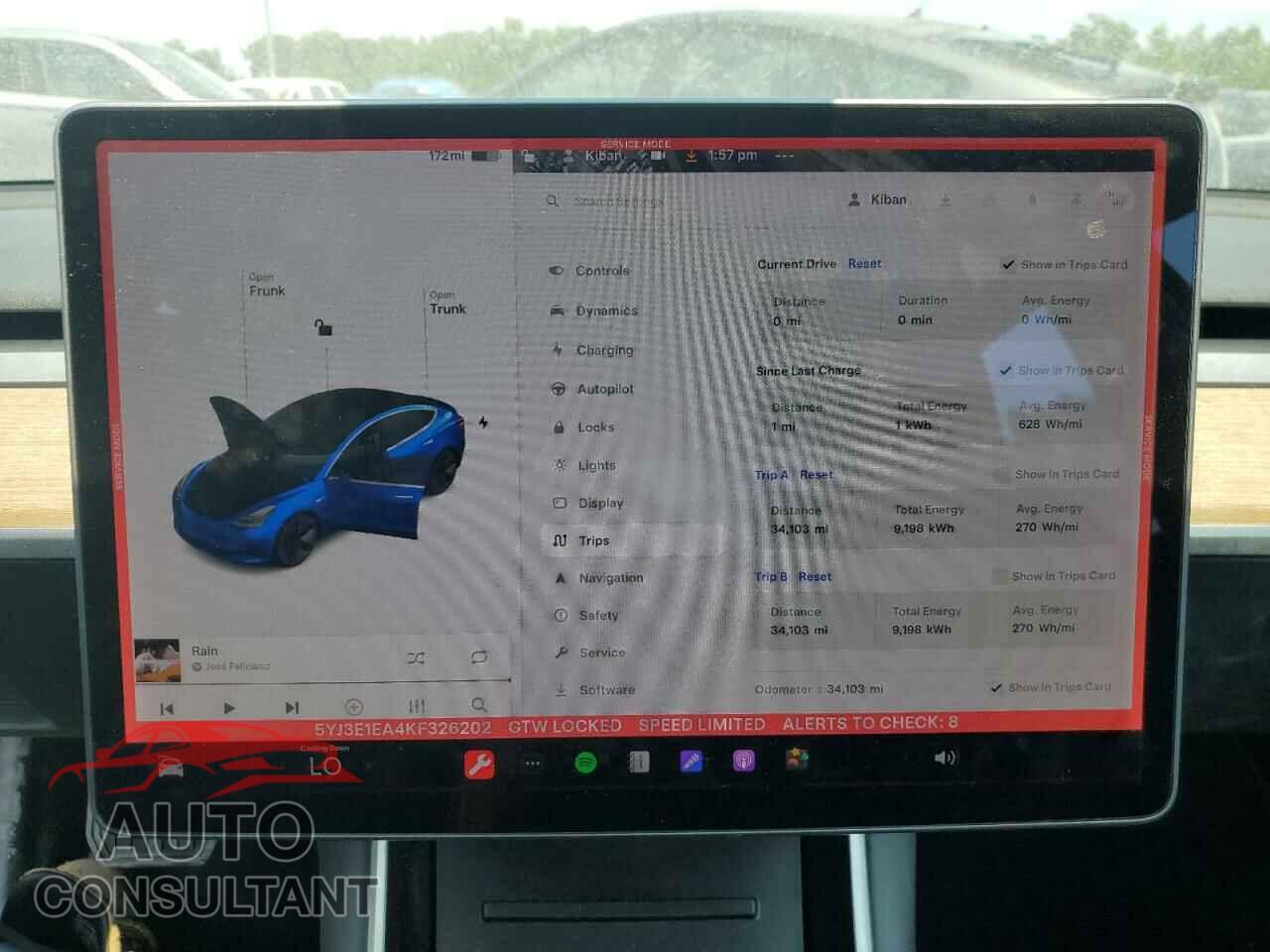 TESLA MODEL 3 2019 - 5YJ3E1EA4KF326202