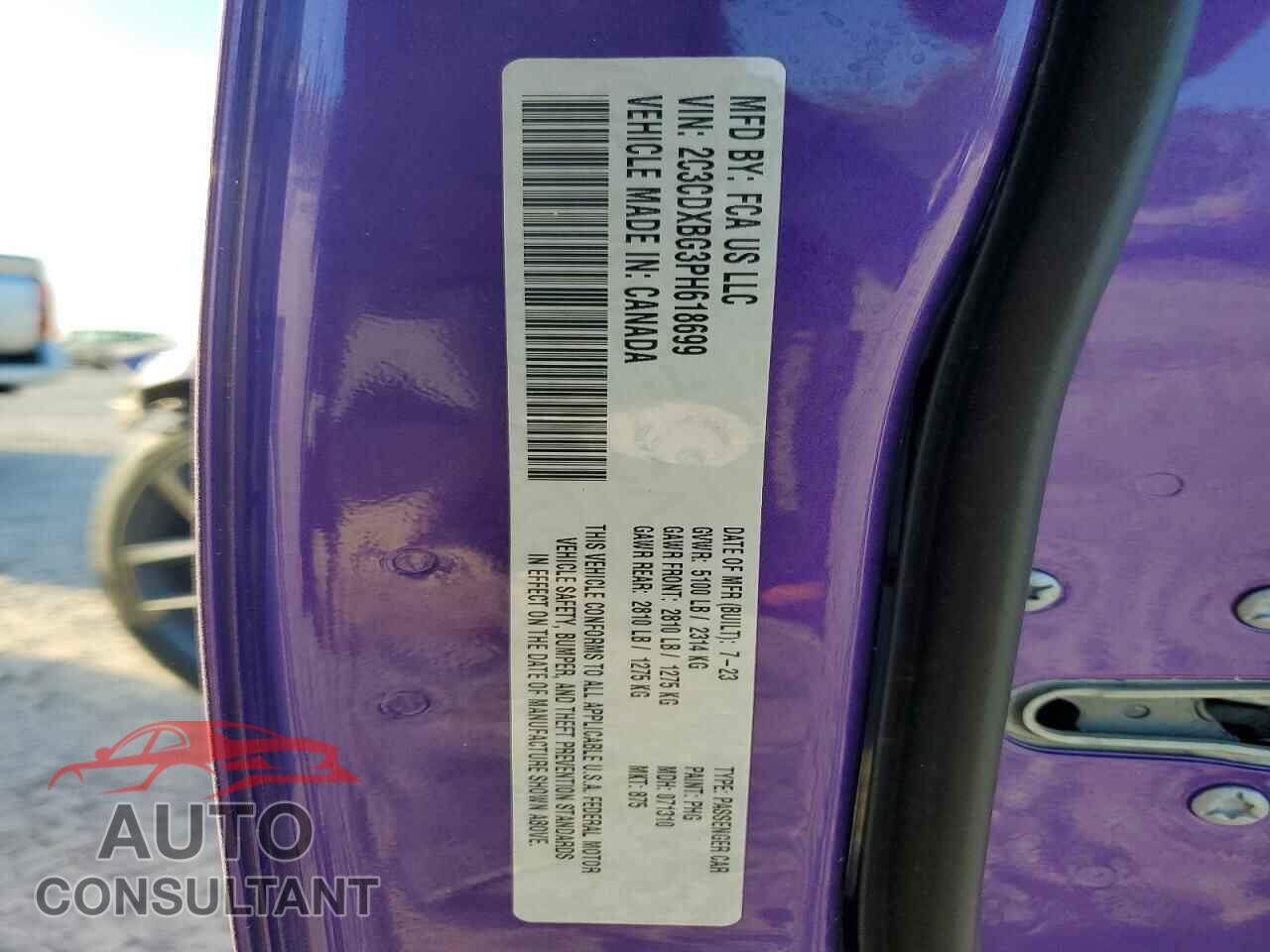 DODGE CHARGER 2023 - 2C3CDXBG3PH618699