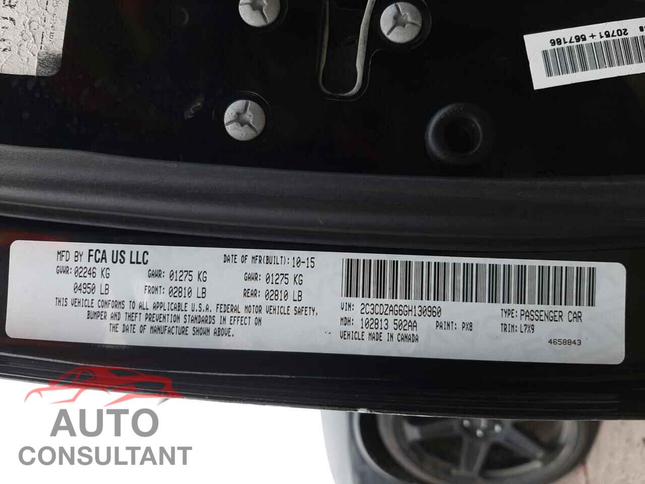 DODGE CHALLENGER 2016 - 2C3CDZAG6GH130960