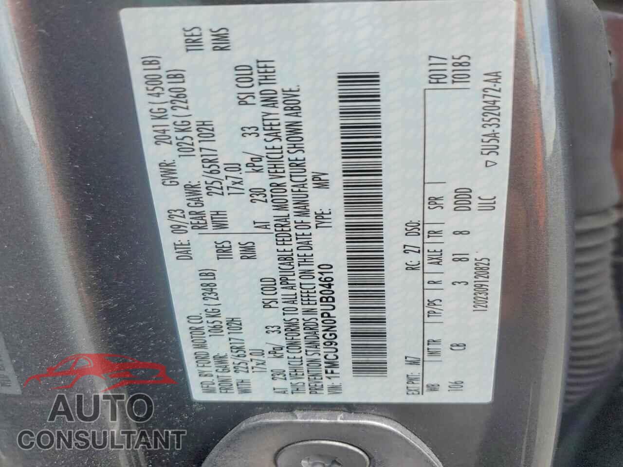 FORD UNKNOWN 2023 - 1FMCU9GN0PUB04610