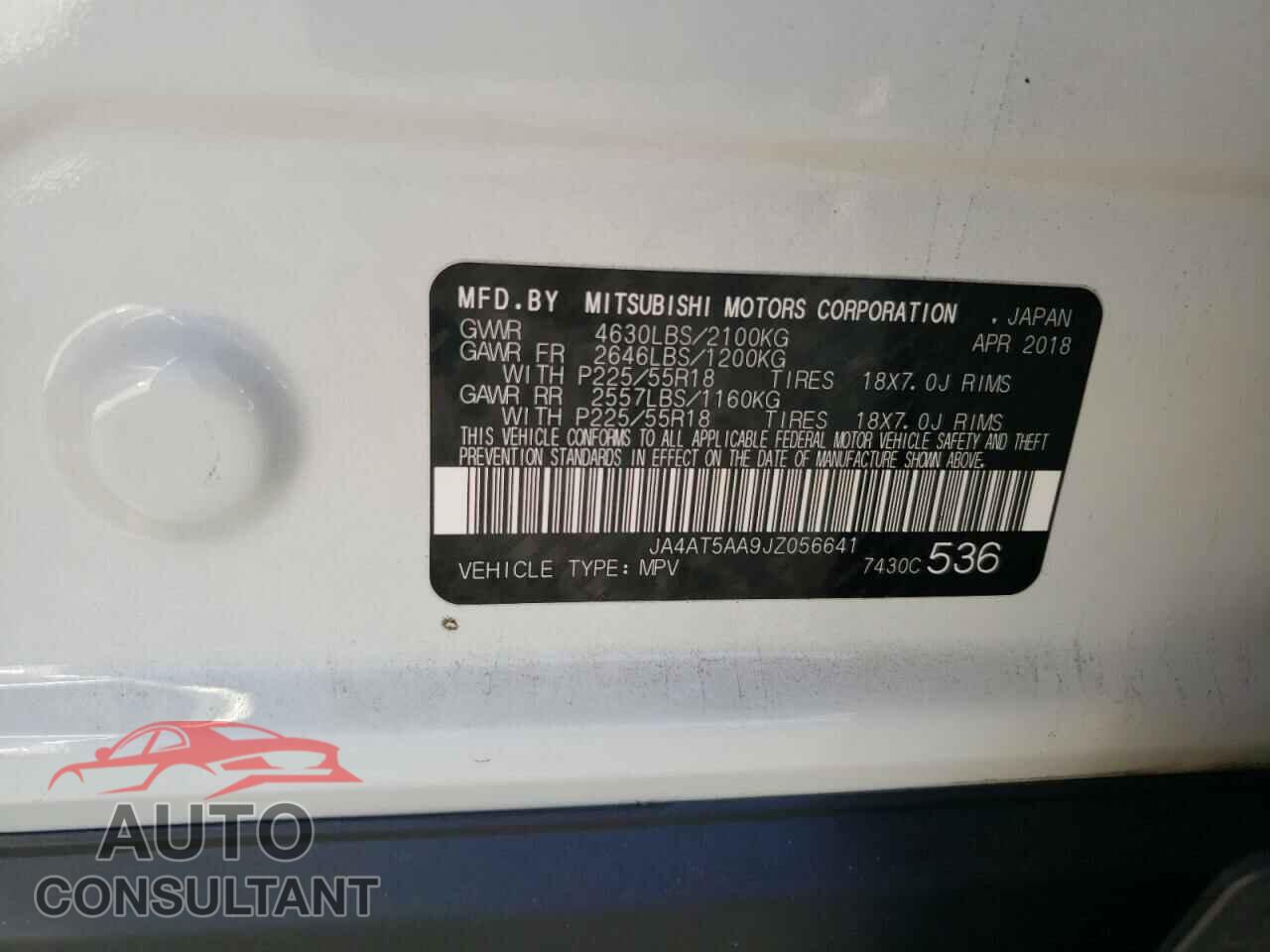 MITSUBISHI ECLIPSE 2018 - JA4AT5AA9JZ056641