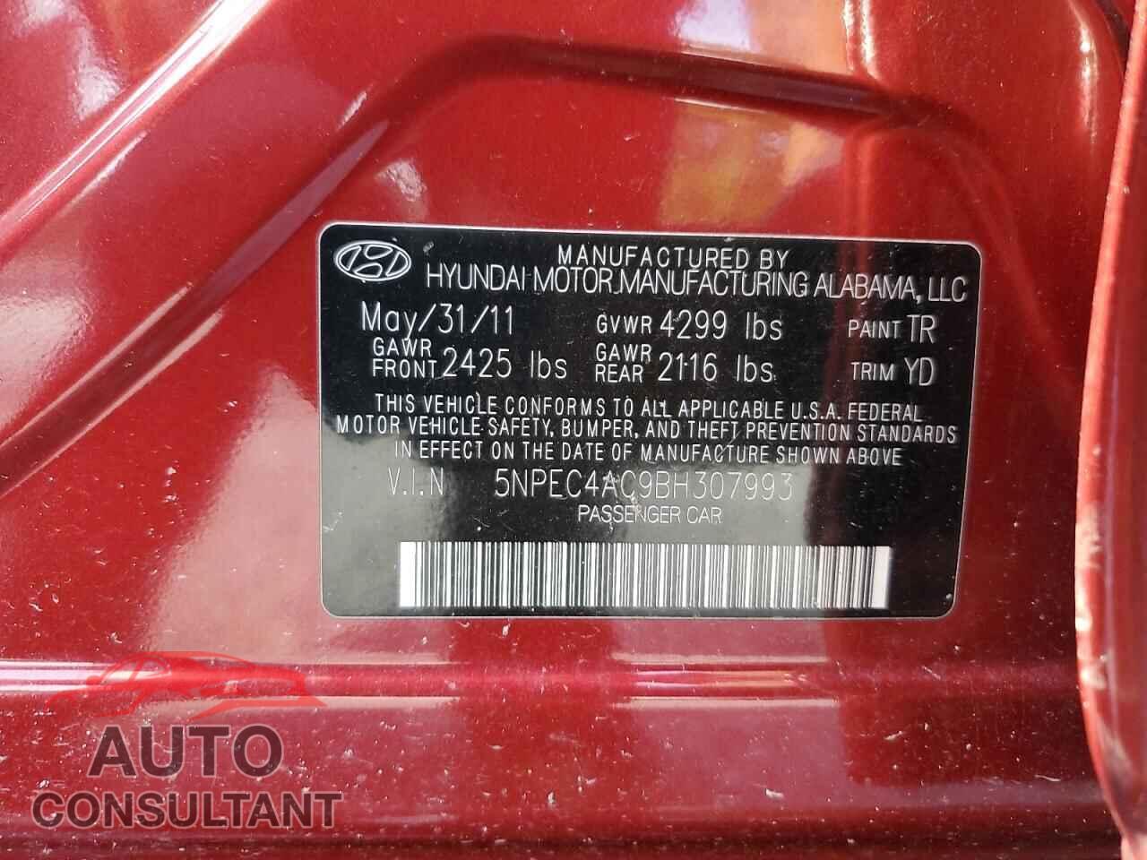 HYUNDAI SONATA 2011 - 5NPEC4AC9BH307993