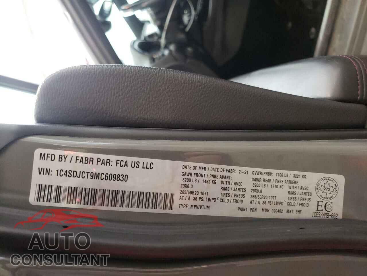 DODGE DURANGO 2021 - 1C4SDJCT9MC609830