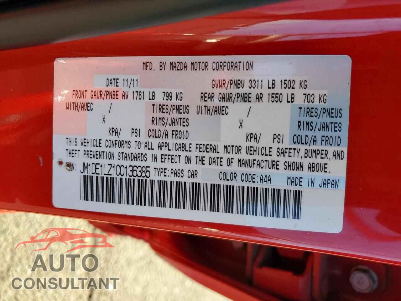 MAZDA 2 2012 - JM1DE1LZ1C0136385