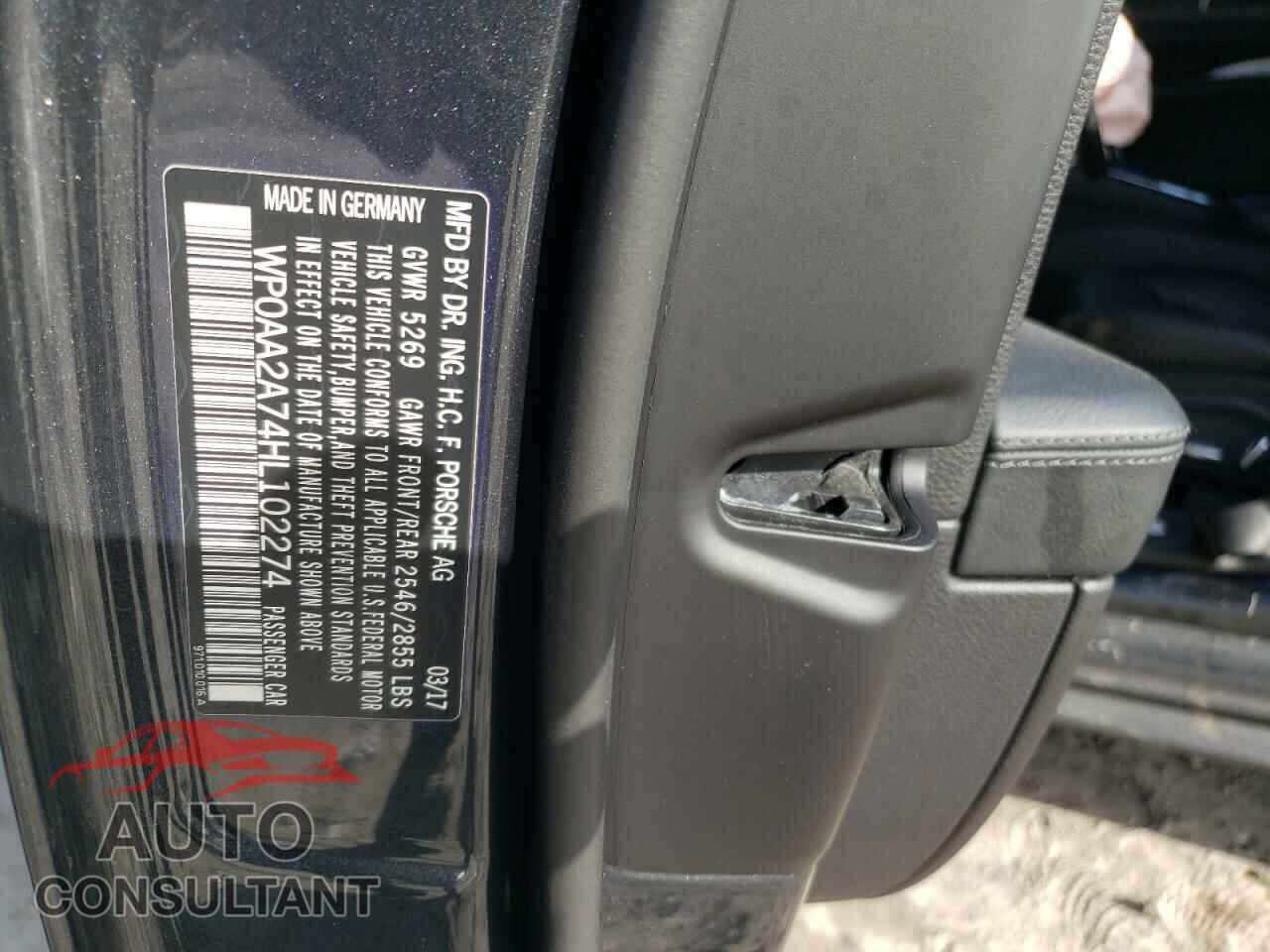 PORSCHE PANAMERA 2017 - WP0AA2A74HL102274
