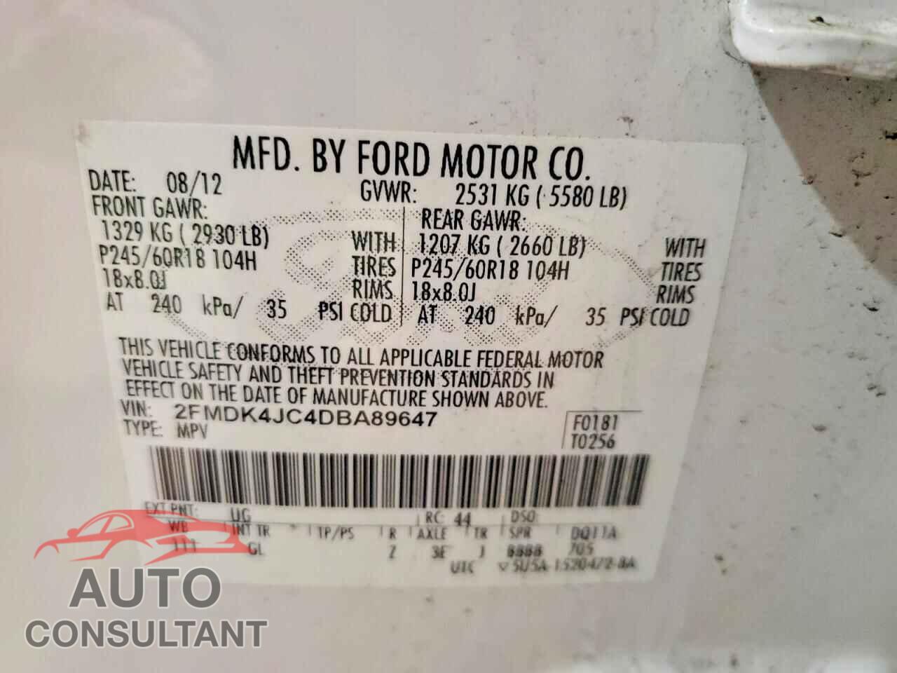 FORD EDGE 2013 - 2FMDK4JC4DBA89647