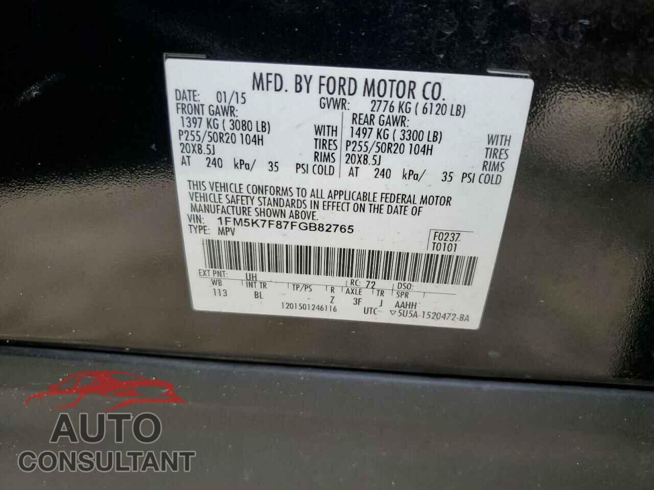 FORD EXPLORER 2015 - 1FM5K7F87FGB82765