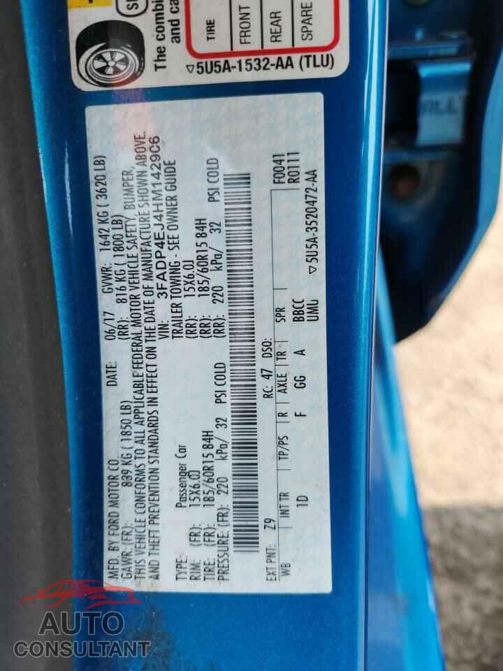FORD FIESTA 2017 - 3FADP4EJ4HM142906
