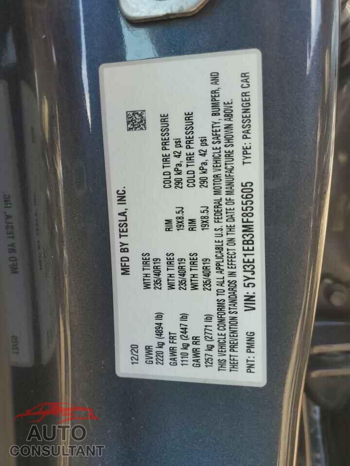 TESLA MODEL 3 2021 - 5YJ3E1EB3MF855605