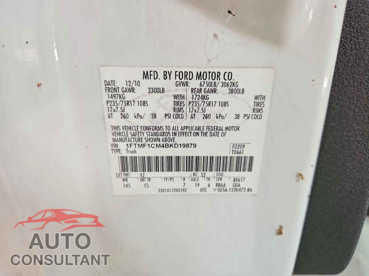 FORD F150 2011 - 1FTMF1CM4BKD19879