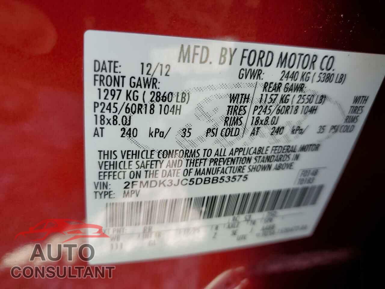 FORD EDGE 2013 - 2FMDK3JC5DBB53575