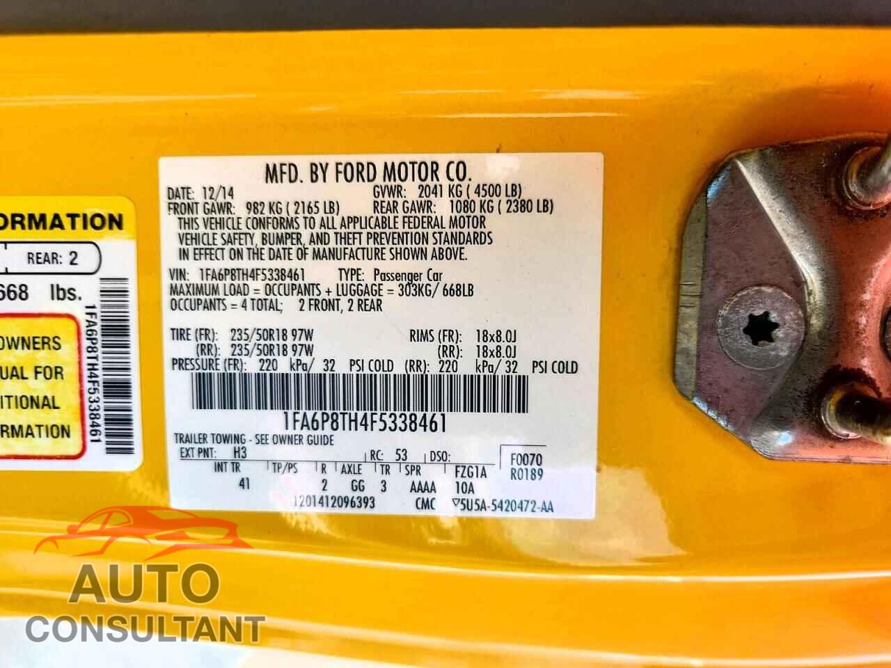FORD MUSTANG 2015 - 1FA6P8TH4F5338461