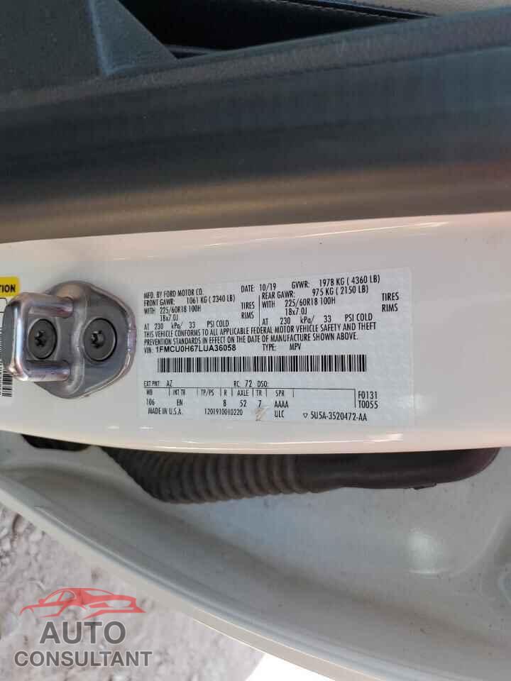 FORD ESCAPE 2020 - 1FMCU0H67LUA36058