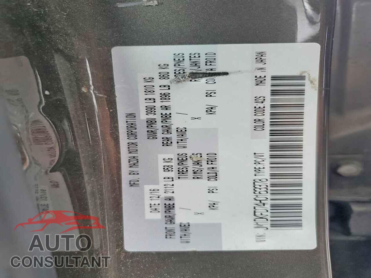 MAZDA CX-3 2017 - JM1DKFD74H0163378