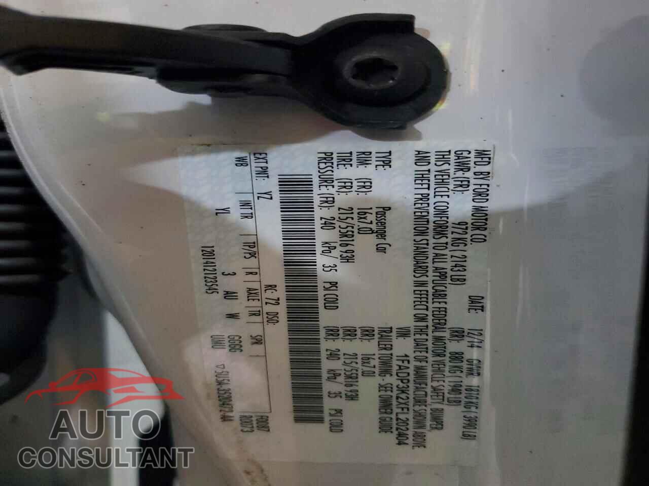FORD FOCUS 2015 - 1FADP3K2XFL202404