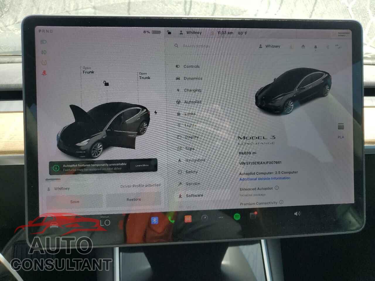 TESLA MODEL 3 2018 - 5YJ3E1EAXJF007661