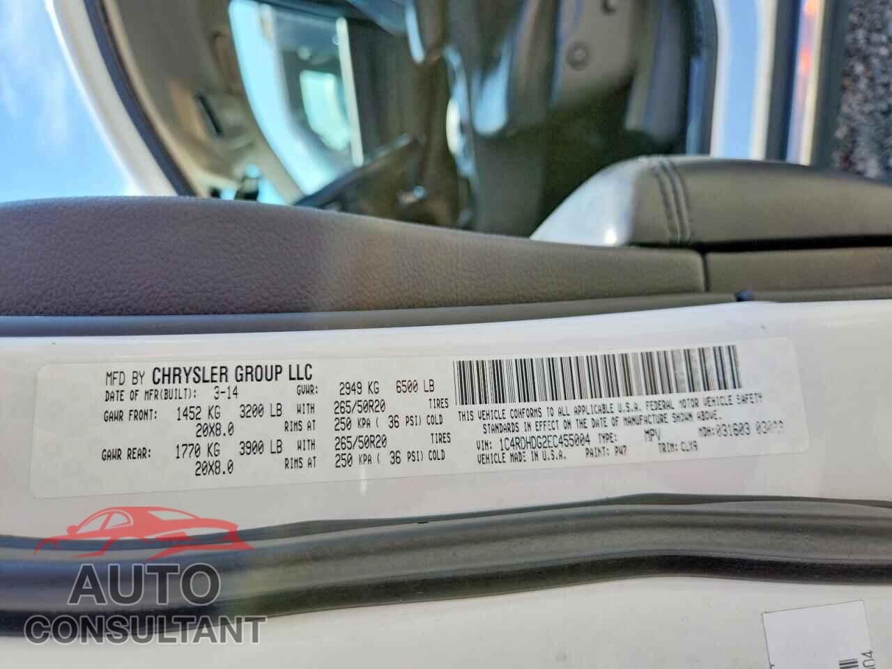 DODGE DURANGO 2014 - 1C4RDHDG2EC455004