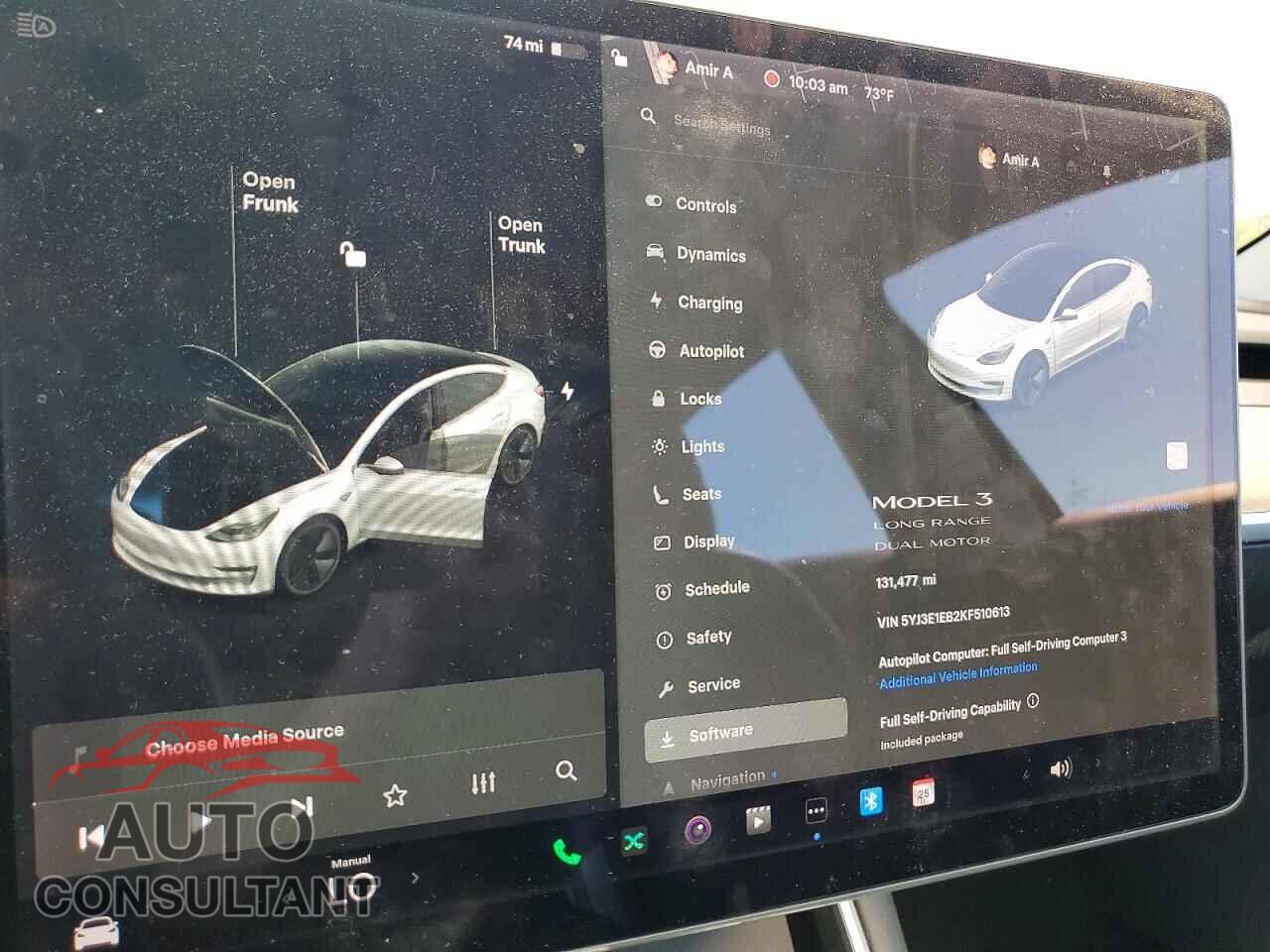 TESLA MODEL 3 2019 - 5YJ3E1EB2KF510613