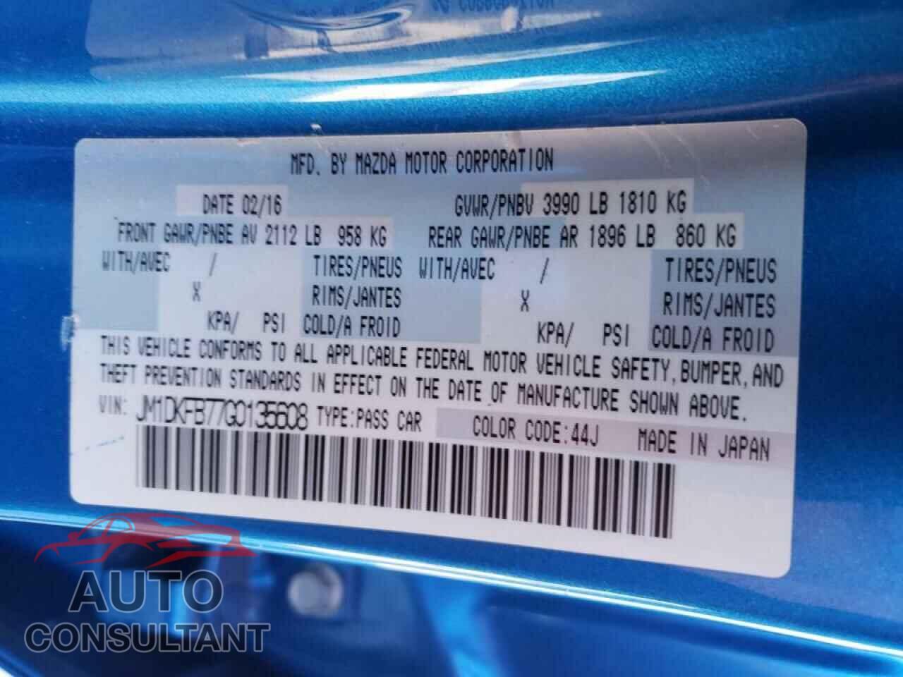MAZDA CX-3 2016 - JM1DKFB77G0135608