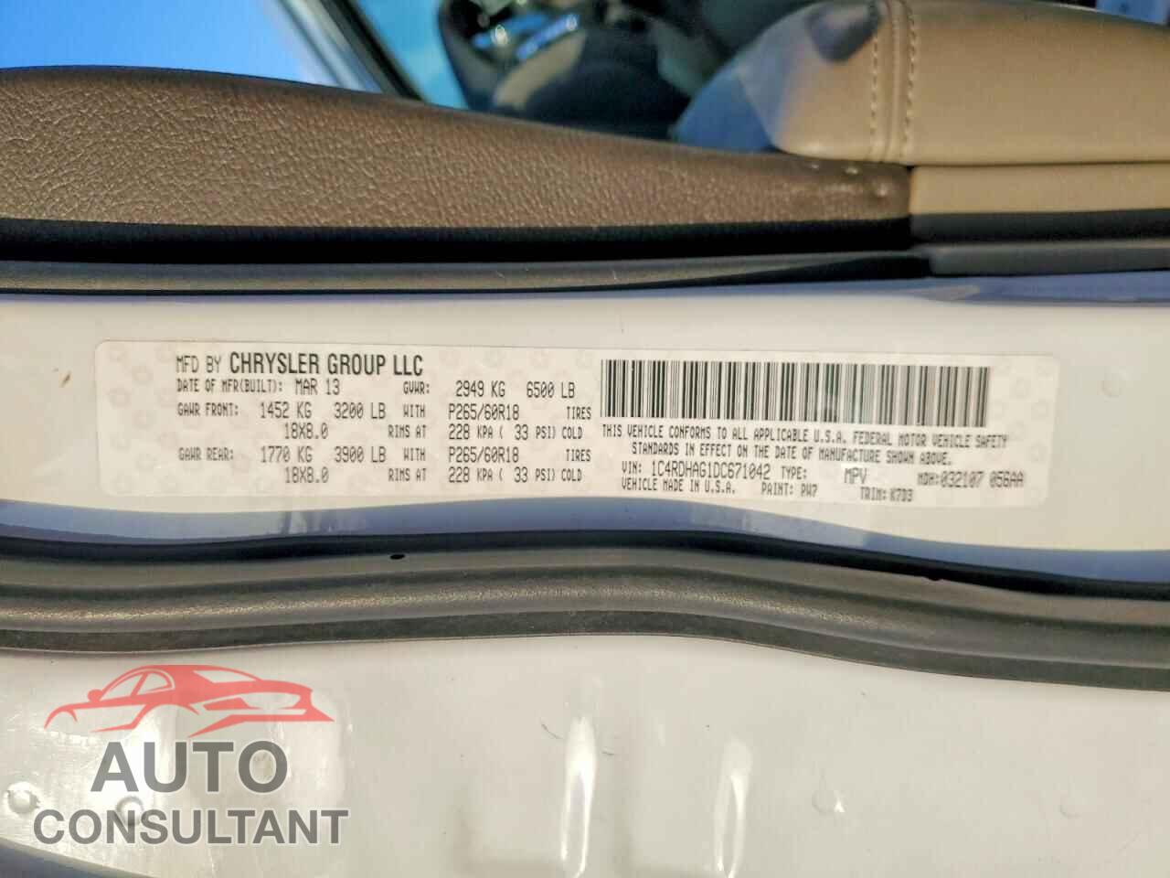 DODGE DURANGO 2013 - 1C4RDHAG1DC671042