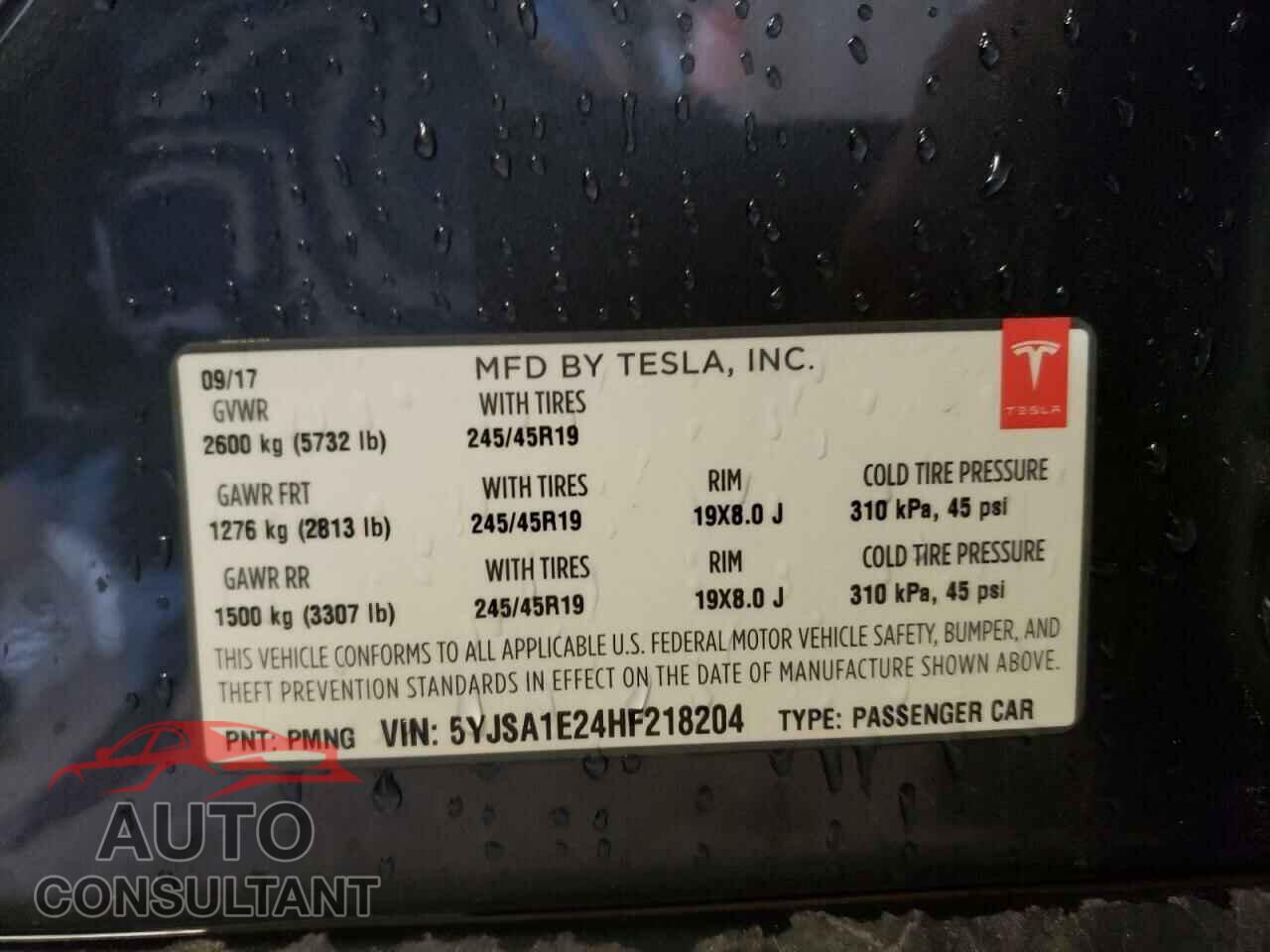 TESLA MODEL S 2017 - 5YJSA1E24HF218204