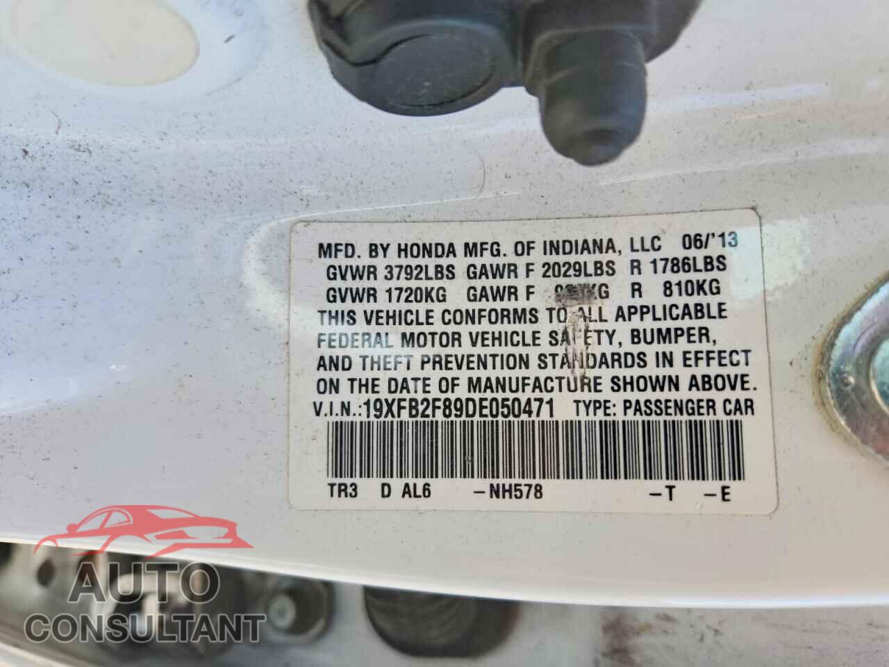 HONDA CIVIC 2013 - 19XFB2F89DE050471