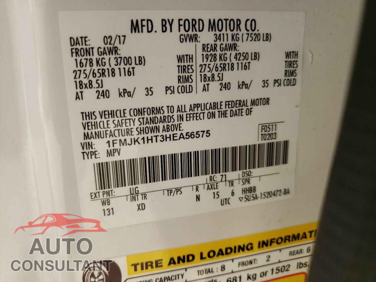 FORD EXPEDITION 2017 - 1FMJK1HT3HEA56575