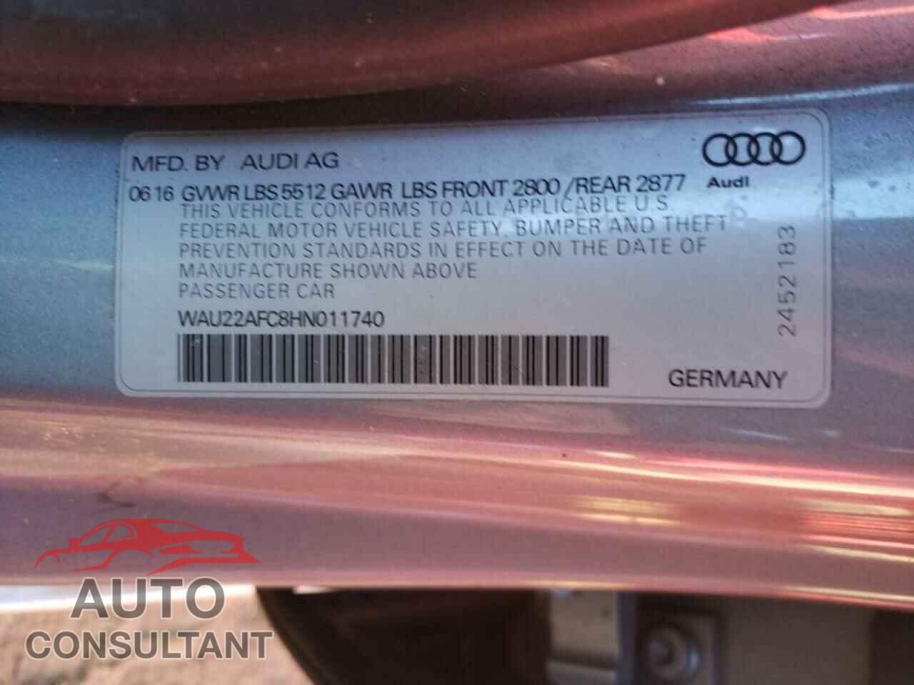 AUDI A7 2017 - WAU22AFC8HN011740