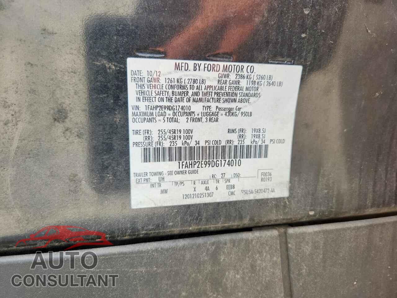 FORD TAURUS 2013 - 1FAHP2E99DG174010