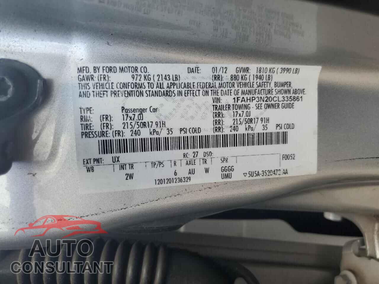 FORD FOCUS 2012 - 1FAHP3N20CL335861