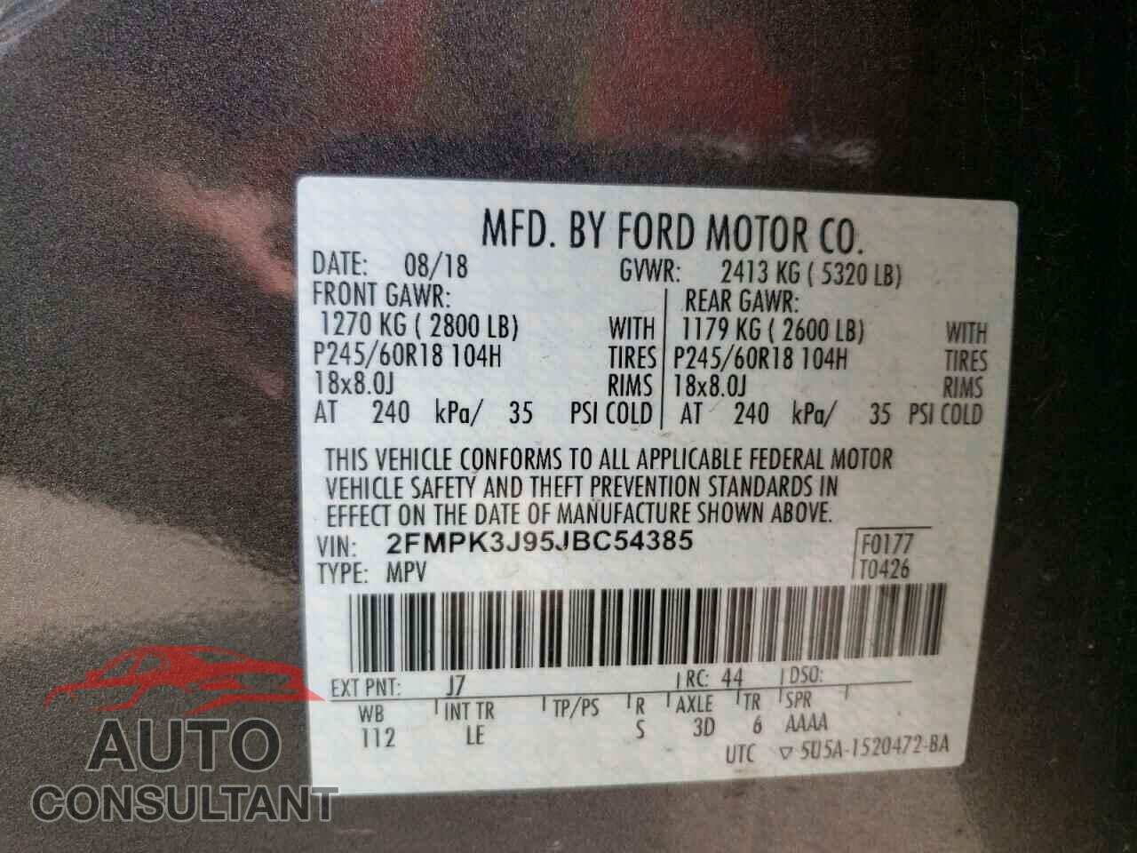 FORD EDGE 2018 - 2FMPK3J95JBC54385