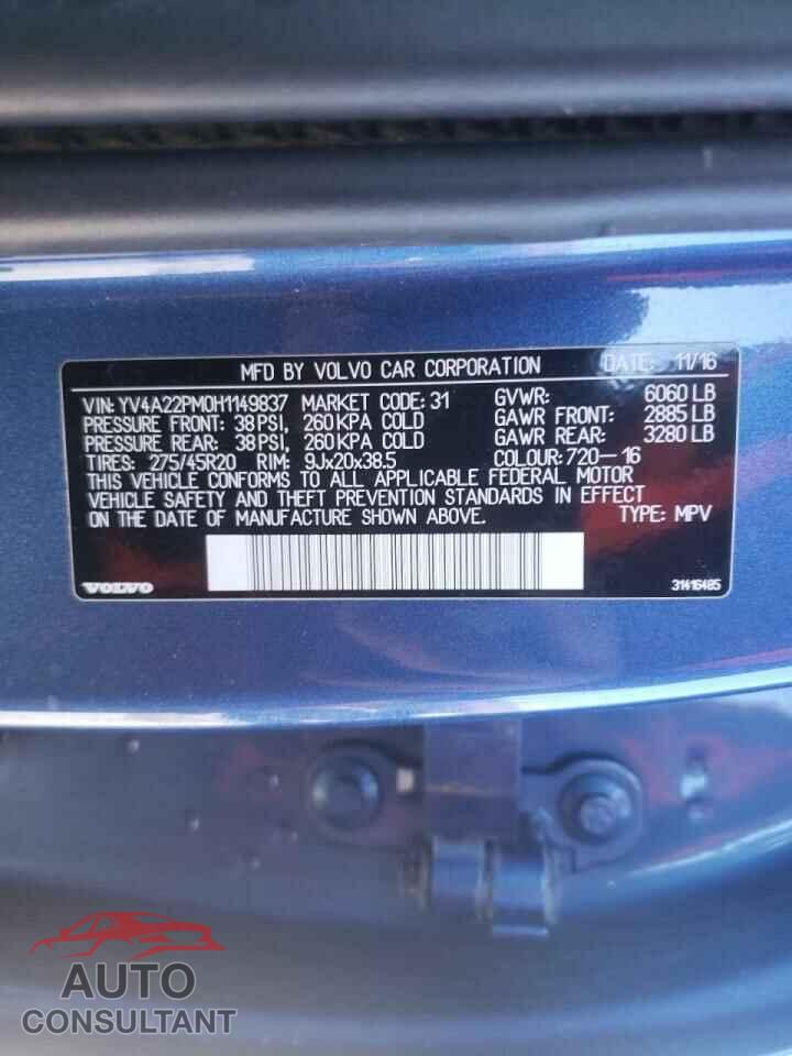 VOLVO XC90 2017 - YV4A22PM0H1149837
