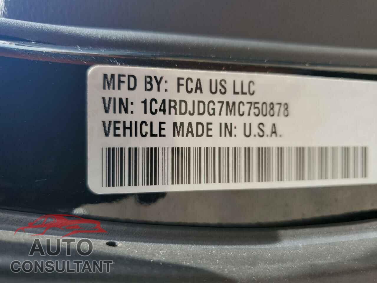 DODGE DURANGO 2021 - 1C4RDJDG7MC750878