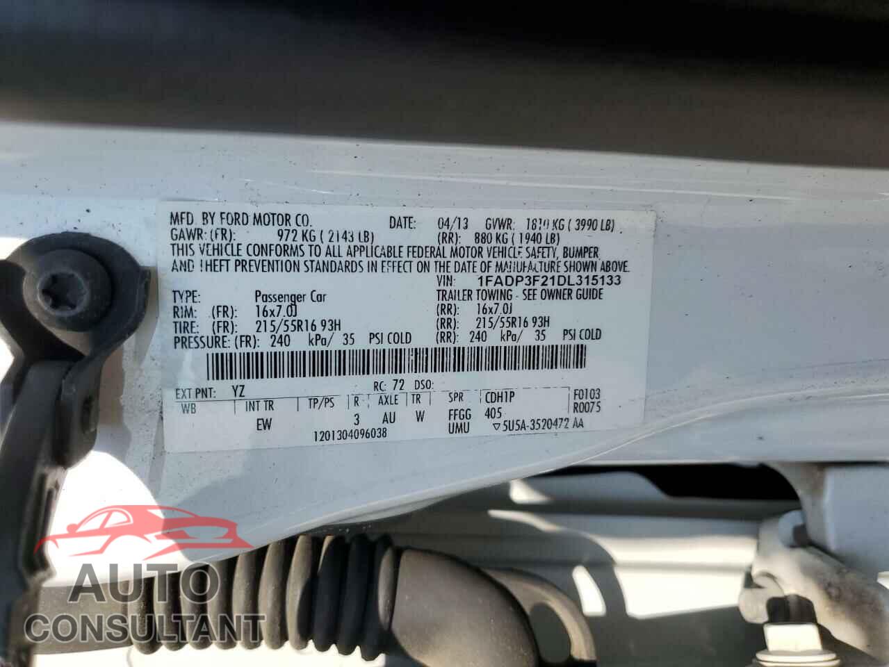 FORD FOCUS 2013 - 1FADP3F21DL315133