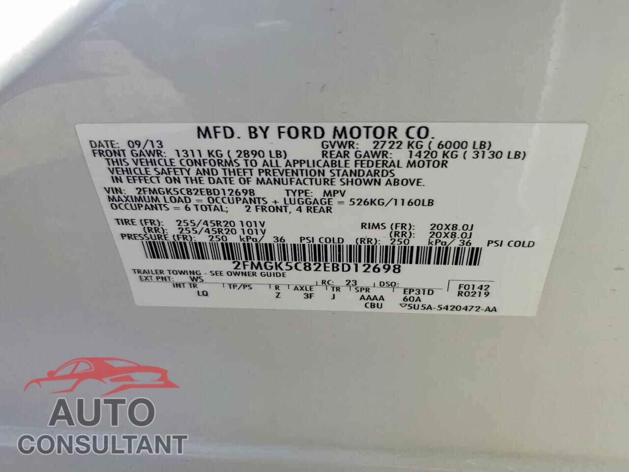 FORD FLEX 2014 - 2FMGK5C82EBD12698