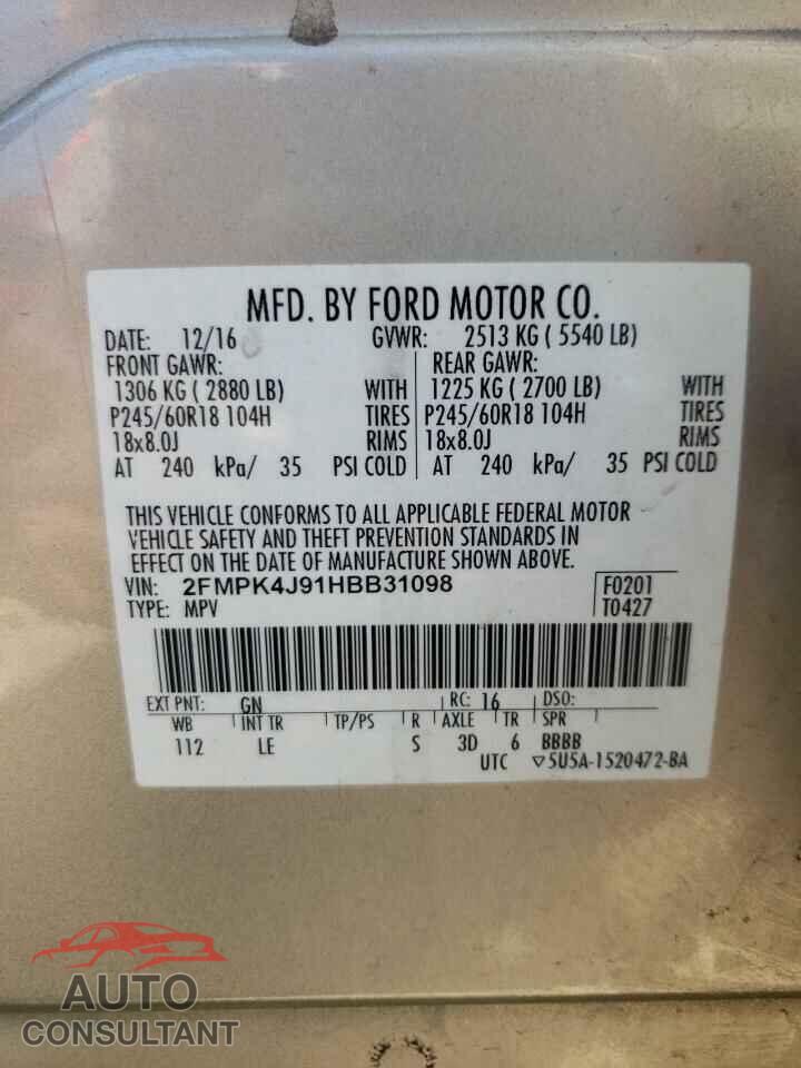 FORD EDGE 2017 - 2FMPK4J91HBB31098
