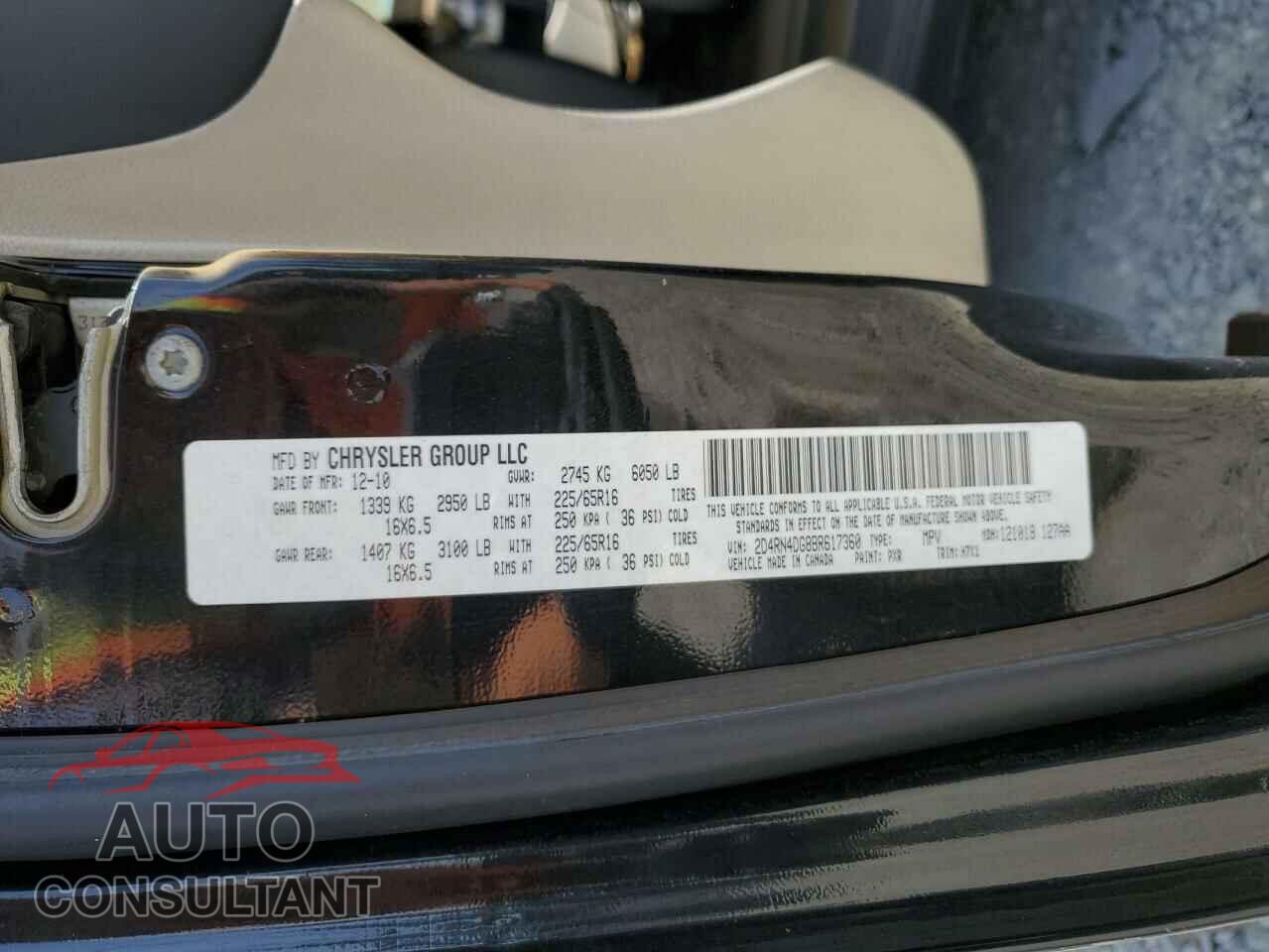 DODGE CARAVAN 2011 - 2D4RN4DG8BR617360