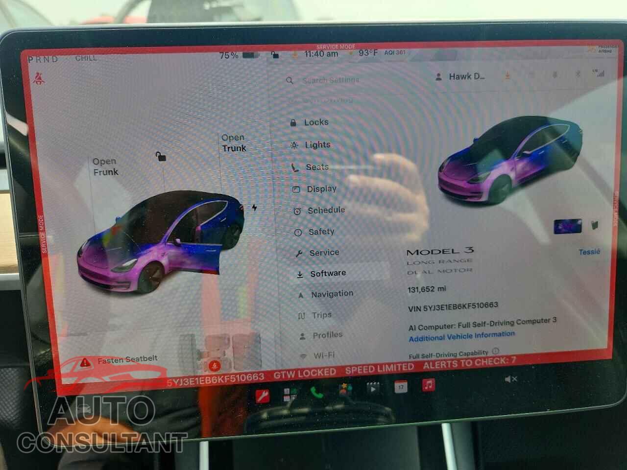 TESLA MODEL 3 2019 - 5YJ3E1EB6KF510663