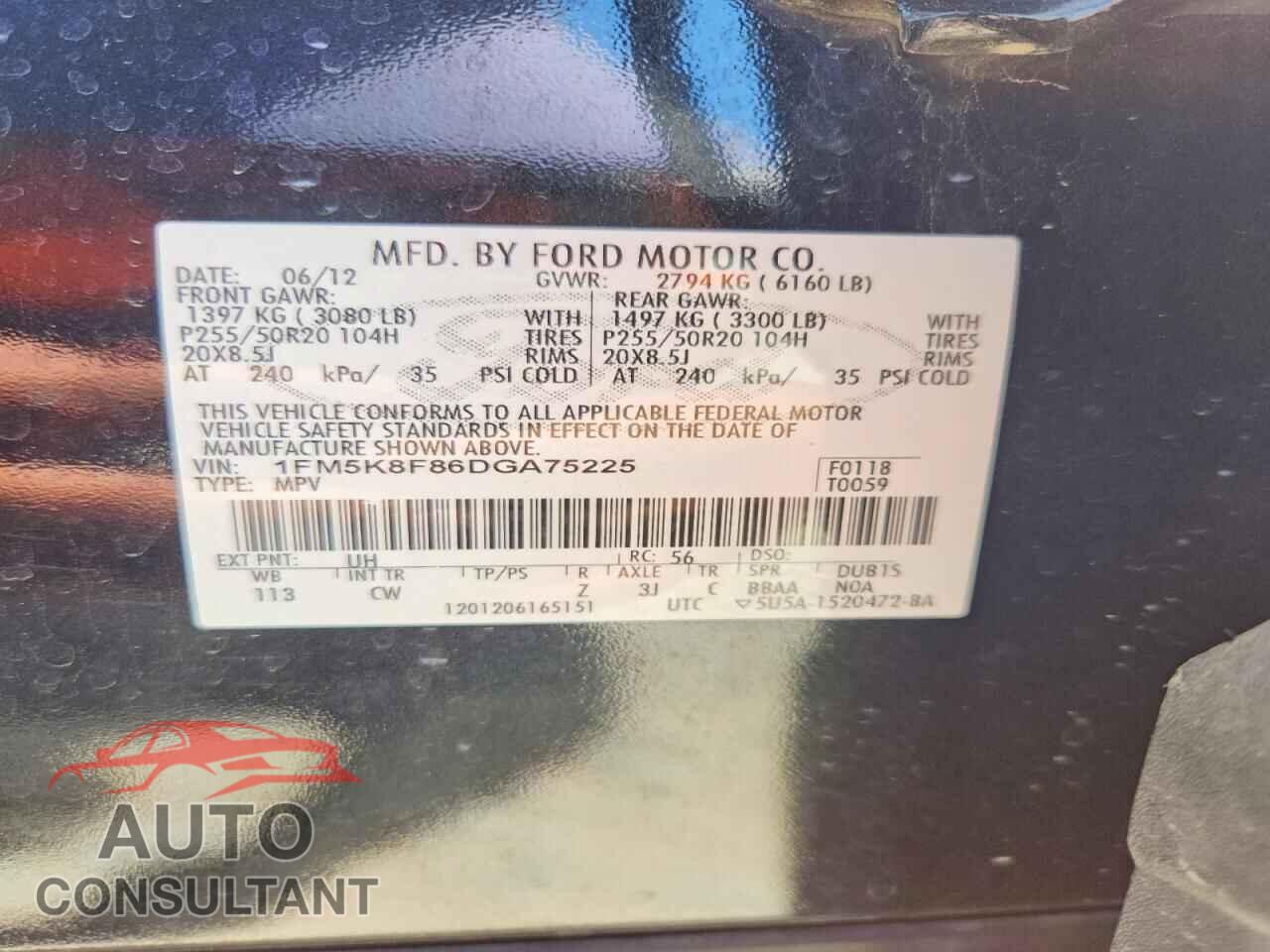 FORD EXPLORER 2013 - 1FM5K8F86DGA75225