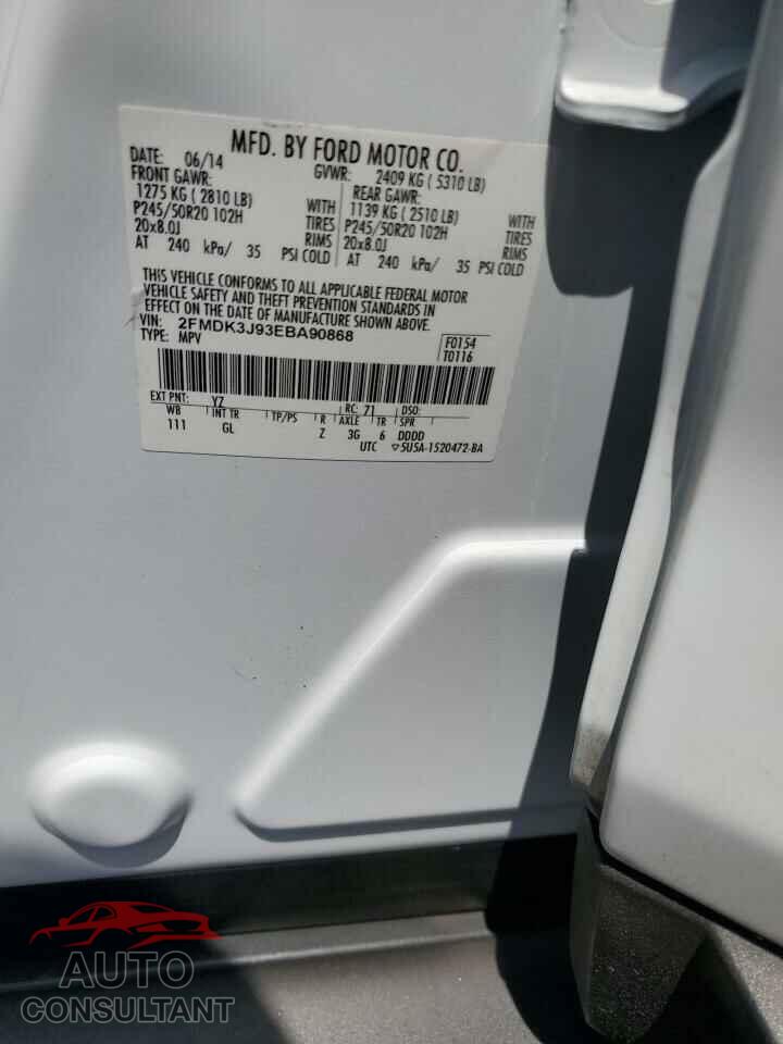 FORD EDGE 2014 - 2FMDK3J93EBA90868