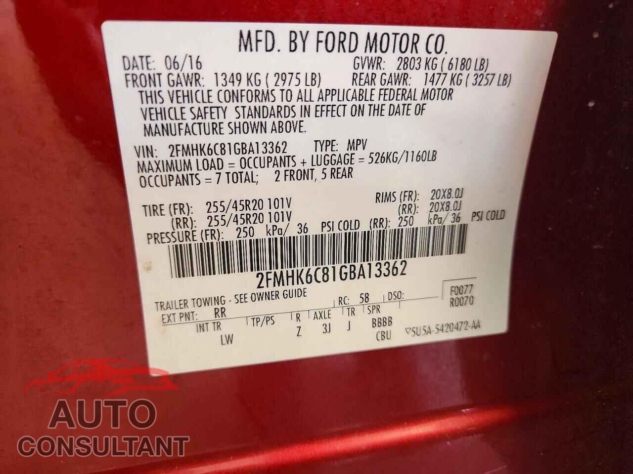 FORD FLEX 2016 - 2FMHK6C81GBA13362
