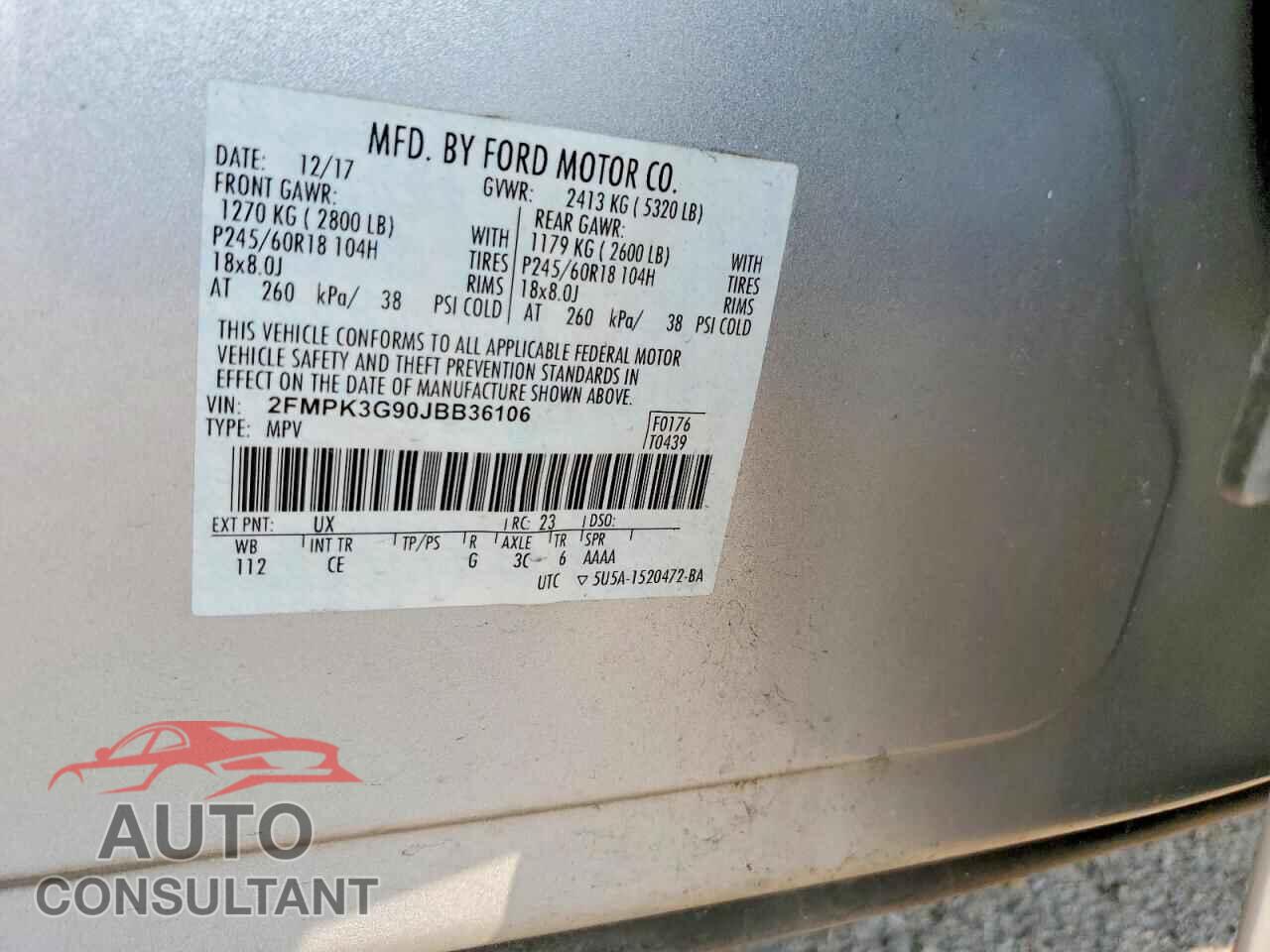 FORD EDGE 2018 - 2FMPK3G90JBB36106