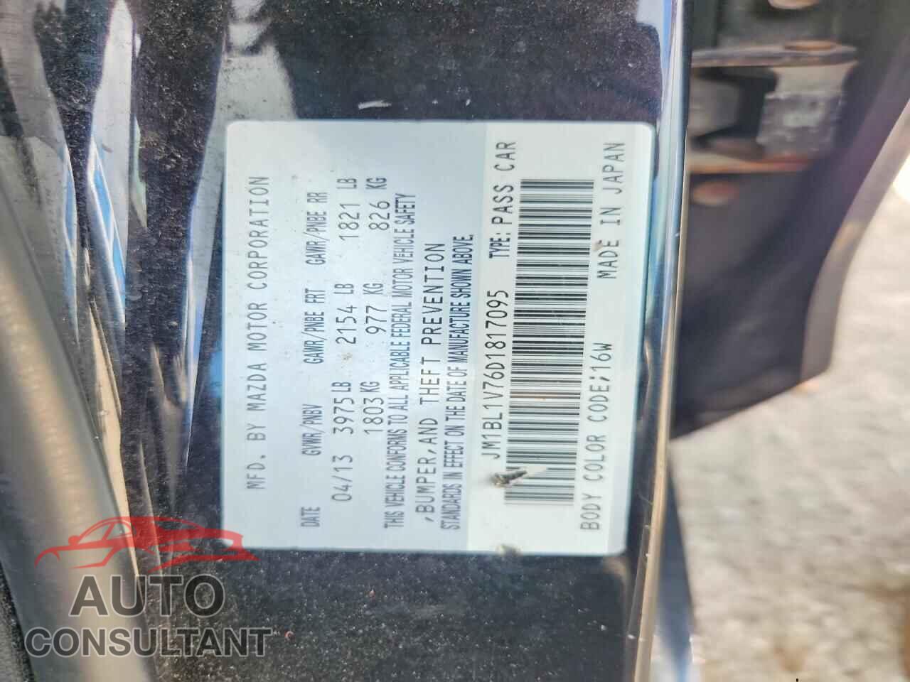 MAZDA 3 2013 - JM1BL1V76D1817095