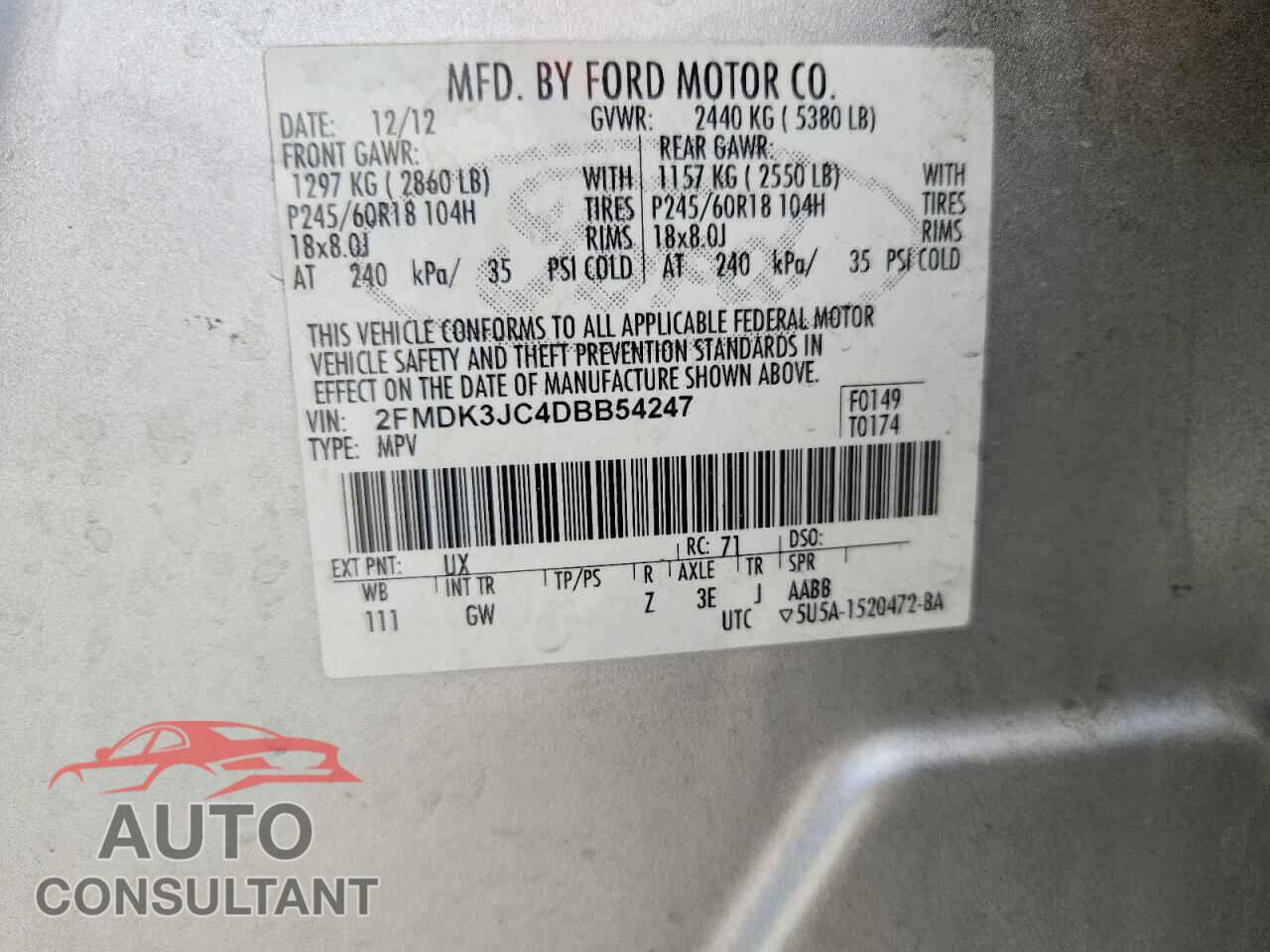 FORD EDGE 2013 - 2FMDK3JC4DBB54247