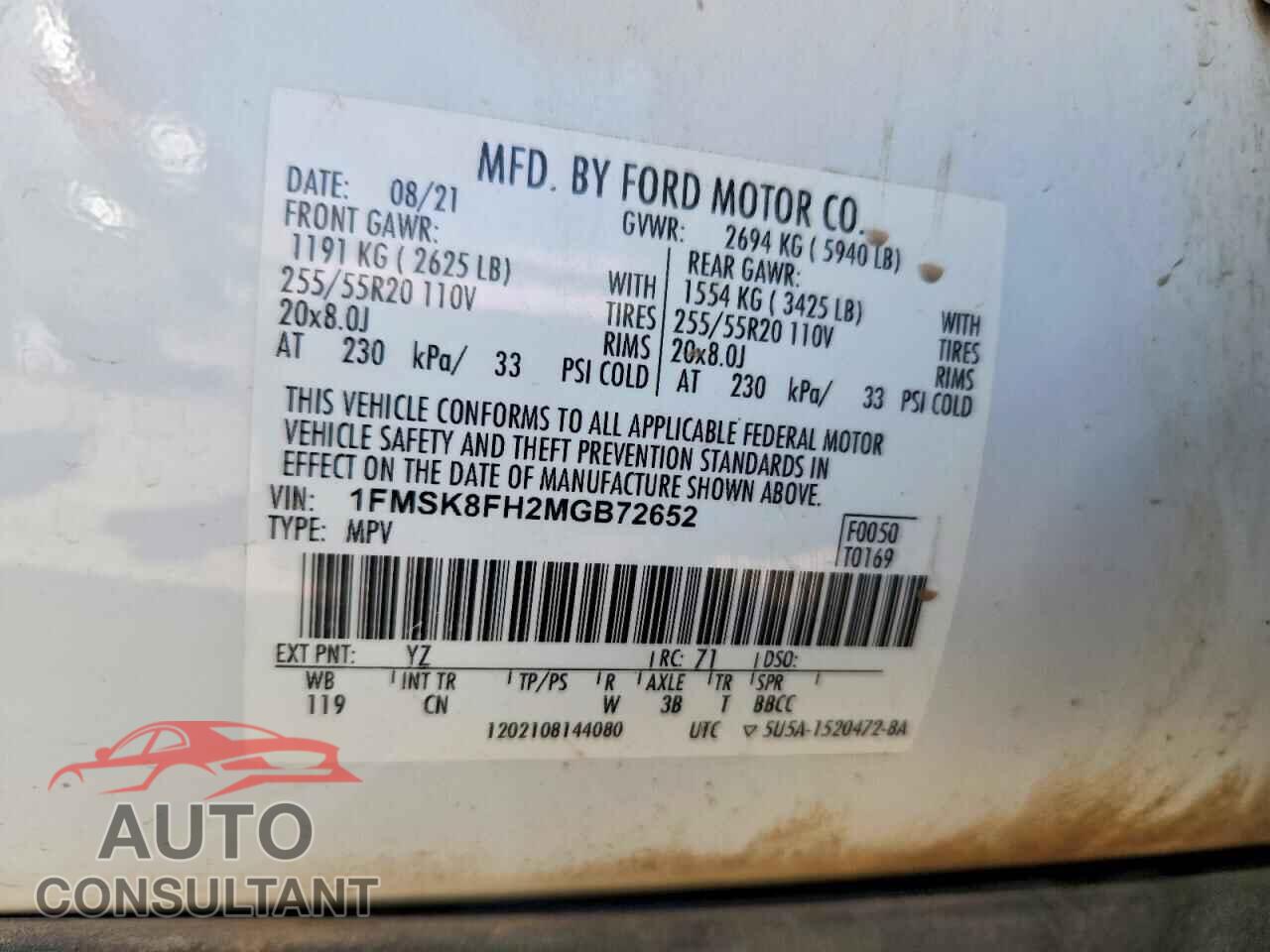 FORD EXPLORER 2021 - 1FMSK8FH2MGB72652